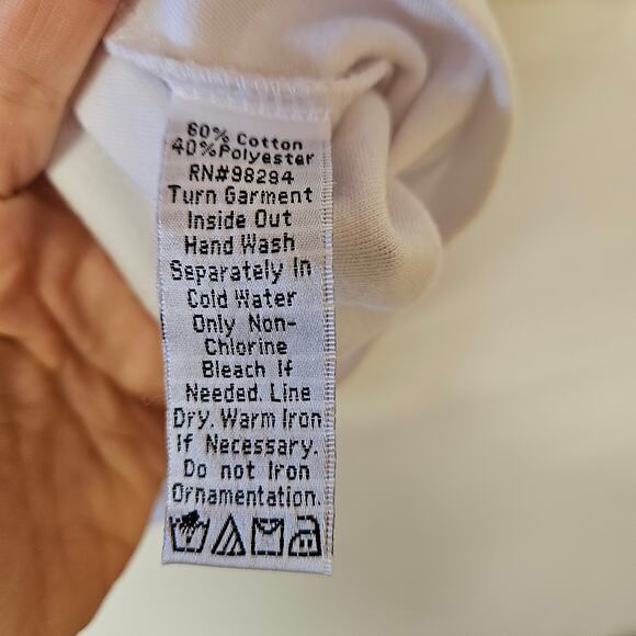 Quacker Factory White with Flowers 3/4 Sleeve Top Size M Grandmacore Mature - Picture 5 of 8